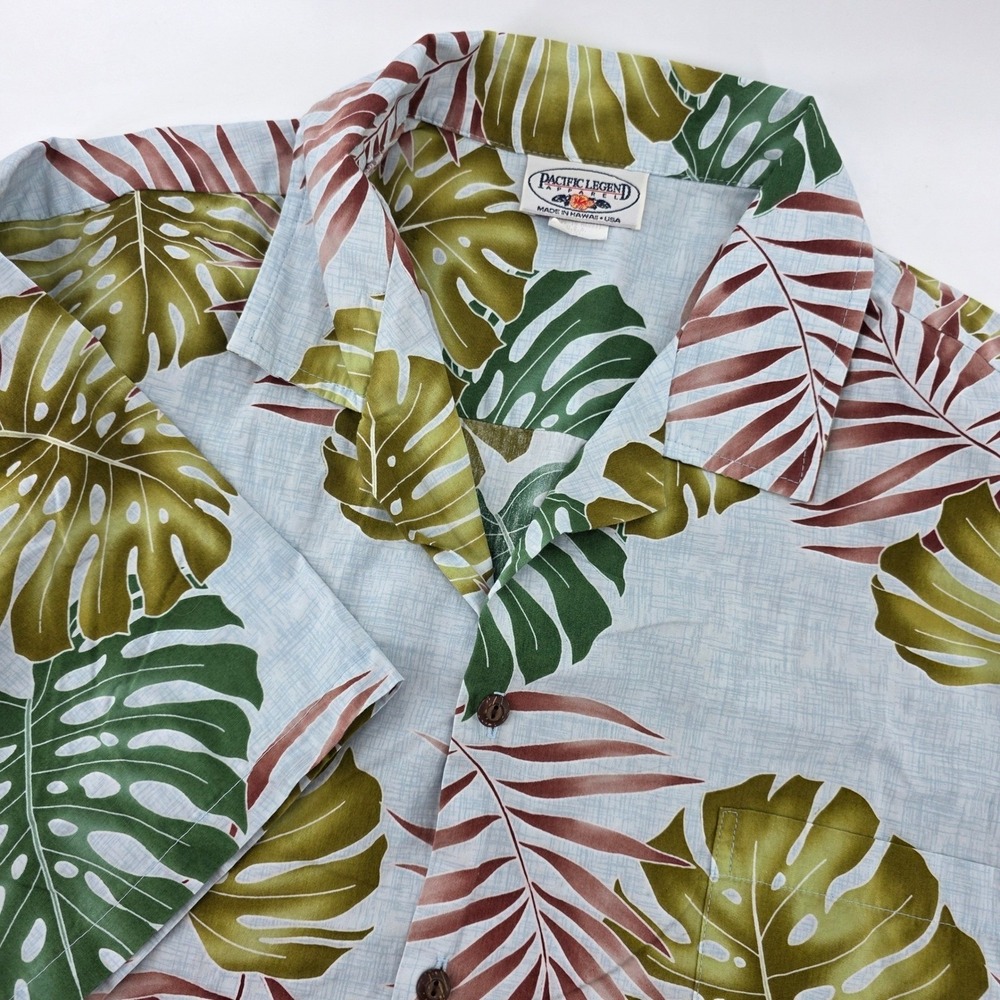 Vintage Pacific Legend Mens 2XL Cotton Hawaiian Shirt‎ Blue Short Sleeve Shirt